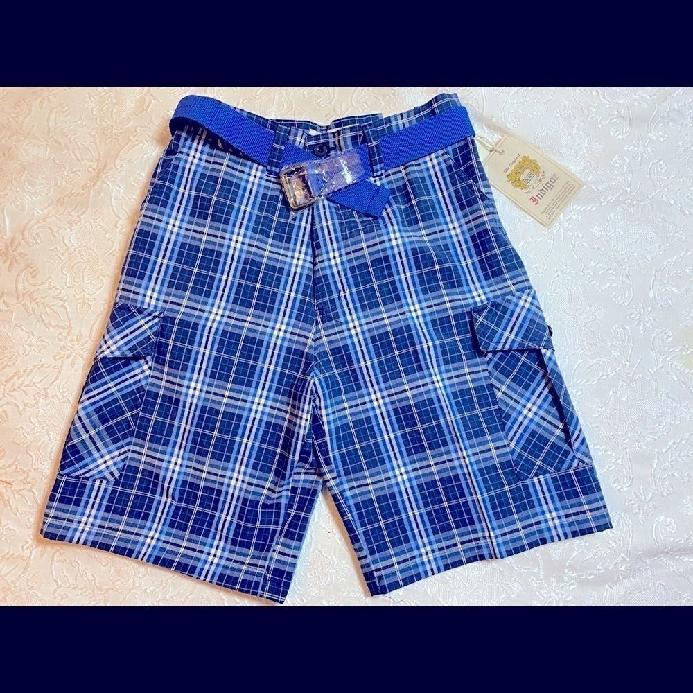 Indigo Boys Plaid Fashion Shorts Size: 12,14